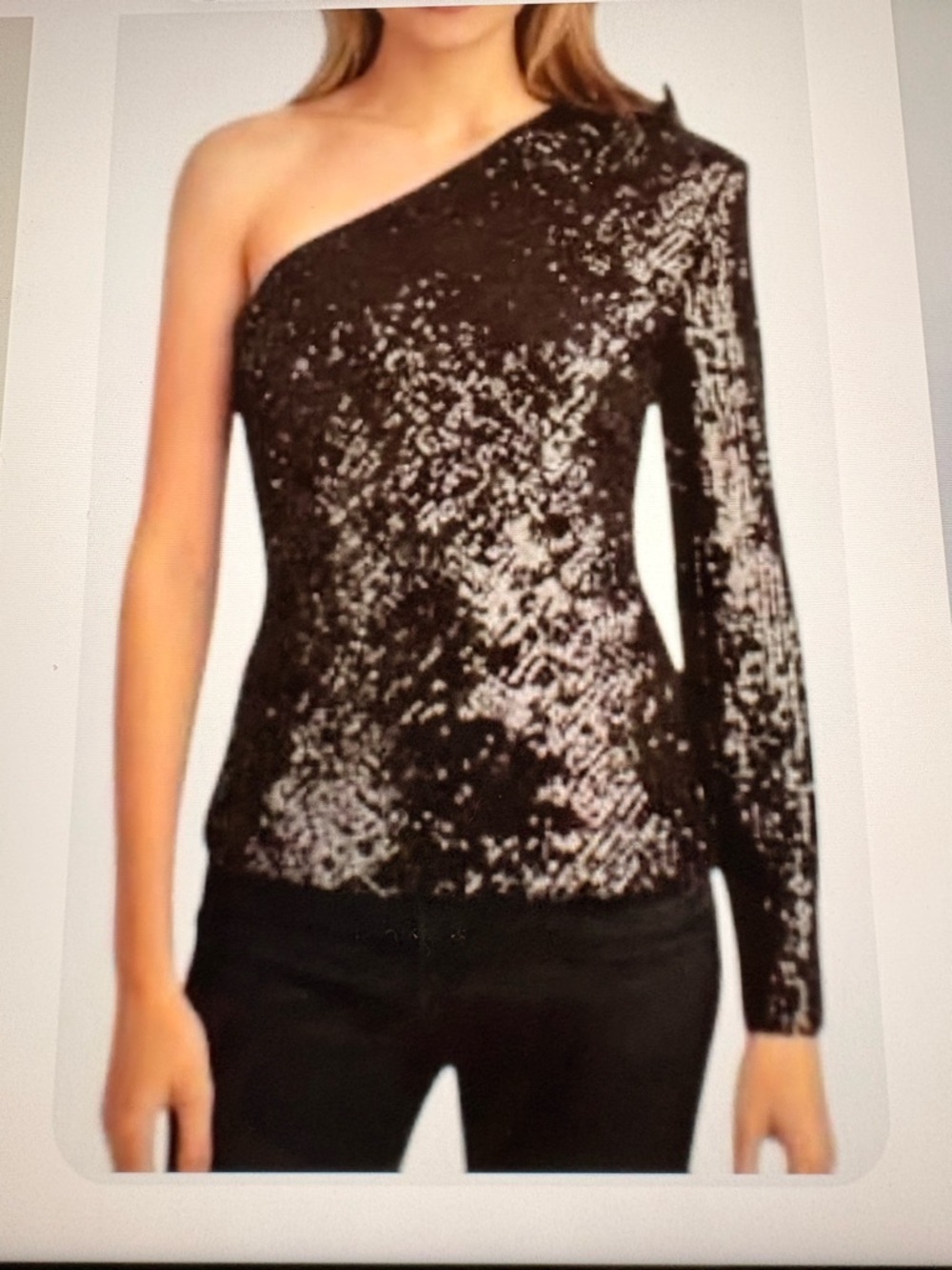 Trina Turk One-Shoulder Sequin Tunic - Black